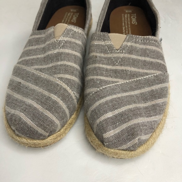 Toms Alpargata grey and white strip Canvas Size 8 - Picture 9 of 14